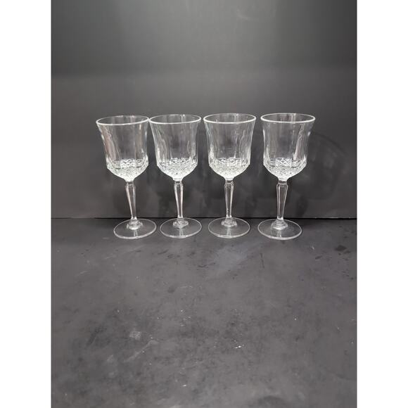 Cristal d'Arques Wine Glasses, 6.75" Longchamp , Vintage Glass Set of 4, Crystal - Picture 3 of 9
